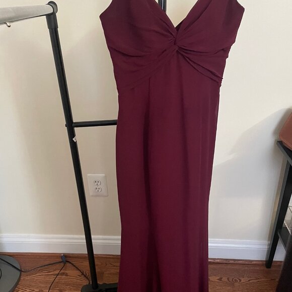 sangria bridesmaid dress color Navy Chiffon Sequin Bodice Maxi Dress – PinkBlush main image 0